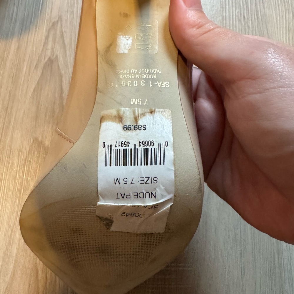 Saks Fifth Avenue Beige Patent Heels - Picture 5 of 5